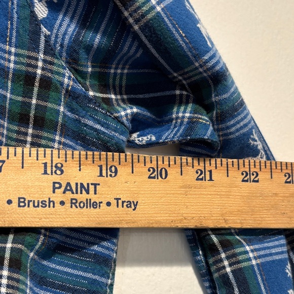 Cabin Creek | Vintage Blue Shirt | Cabincore Deer Cotton Flannel Petite Medium - Picture 10 of 11